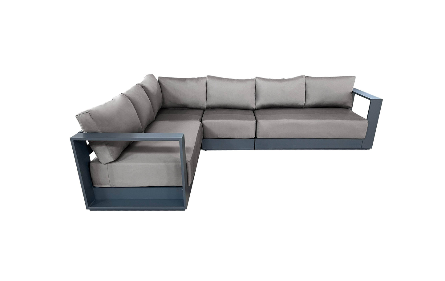 Pending - Cieux Canvas Taupe Lyon Outdoor Patio Aluminum Metal L-Shaped Sectional Sofa in Midnight Grey with Sunbrella Cushions - Available in 2 Colours