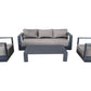 CIEUX Lyon Outdoor Patio Aluminum Metal Sofa Conversation Set in Midnight Grey with Sunbrella Cushions, image 12
