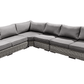 CIEUX Champagne 2 Piece Outdoor Patio Wicker L Shaped Sectional Sofa and Coffee Table Set in Grey with Sunbrella Cushions, image 9