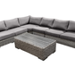 Pending - Cieux Champagne 2 Piece Outdoor Patio Wicker L-Shaped Sectional Sofa and Coffee Table Set in Grey with Sunbrella Cushions - Available in 2 Colours