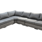 Pending - Cieux Champagne 2 Piece Outdoor Patio Wicker L-Shaped Sectional Sofa and Coffee Table Set in Grey with Sunbrella Cushions - Available in 2 Colours