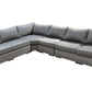 CIEUX Champagne 2 Piece Outdoor Patio Wicker L Shaped Sectional Sofa and Coffee Table Set in Grey with Sunbrella Cushions, image 4