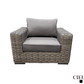 CIEUX Champagne 3 Piece Outdoor Patio Wicker Corner Sectional Sofa, Coffee Table and Club Chair Set in Grey with Sunbrella Cushions, image 14