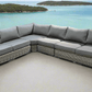 Pending - Cieux Champagne Outdoor Patio Wicker L-Shaped Sectional Sofa in Grey with Sunbrella Cushions - Available in 2 Colours