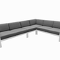 CIEUX Corsica Outdoor Patio Aluminum Metal L Shaped Sectional Sofa in White with Sunbrella Cushions, image 3
