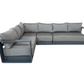 Pending - Cieux Lyon 3 Piece Outdoor Patio Aluminum Metal L-Shaped Sectional Sofa, Coffee Table and Club Chair Set in Midnight Grey with Sunbrella Cushions - Available in 2 Colours