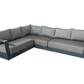 Pending - Cieux Lyon 3 Piece Outdoor Patio Aluminum Metal L-Shaped Sectional Sofa, Coffee Table and Club Chair Set in Midnight Grey with Sunbrella Cushions - Available in 2 Colours