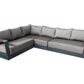 Pending - Cieux Lyon 3 Piece Outdoor Patio Aluminum Metal L-Shaped Sectional Sofa, Coffee Table and Club Chair Set in Midnight Grey with Sunbrella Cushions - Available in 2 Colours