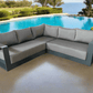 CIEUX Lyon Outdoor Patio Aluminum Metal Corner Sectional Sofa in Midnight Grey with Sunbrella Cushions, image 3