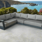 CIEUX Lyon Outdoor Patio Aluminum Metal L Shaped Sectional Sofa in Midnight Grey with Sunbrella Cushions, image 3