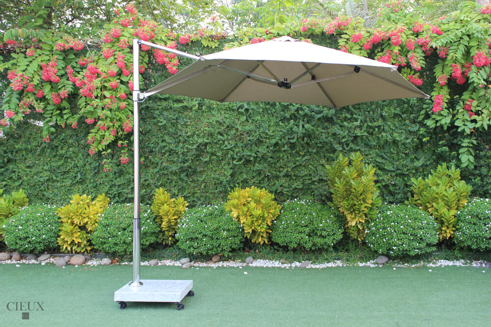 Marseille Outdoor Cantilever Umbrella with Marble Base on Castors