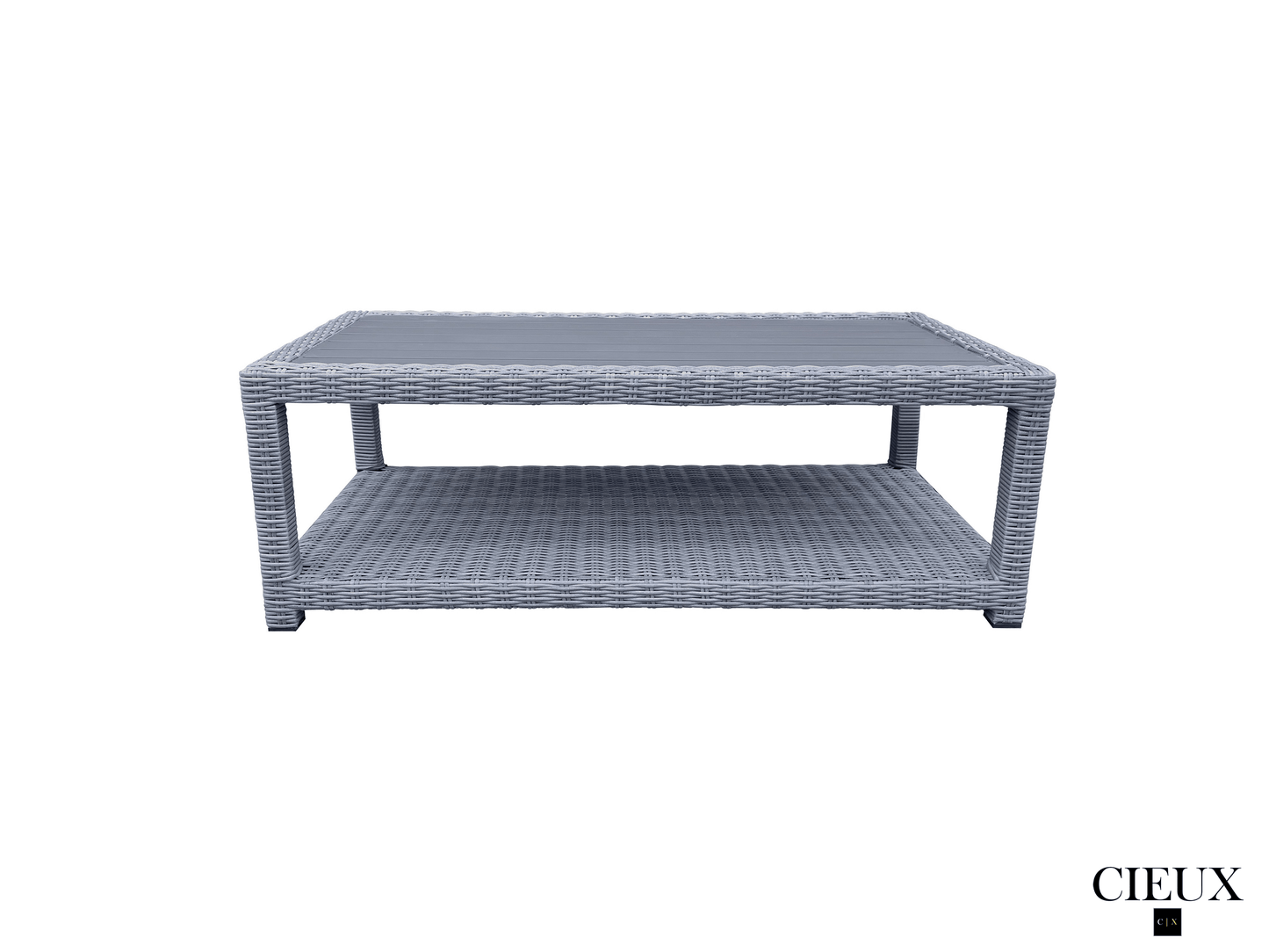 CIEUX Conversation Set Cannes Outdoor Patio Wicker Sofa Conversation Set in Grey with Sunbrella Cushions - Available in 2 Colours