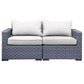 CIEUX Loveseat Canvas Natural Cannes Outdoor Patio Wicker Modular Loveseat in Grey with Sunbrella Cushions - Available in 2 Colours