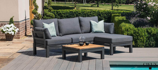 CIEUX Sectional Bordeaux Outdoor Patio Aluminum Metal Reversible Sectional with Adjustable Seat in Grey