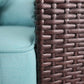 CIEUX Sectional Provence Outdoor Patio Wicker Rattan Modular Corner Sectional Sofa in Blue