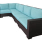 CIEUX Sectional Provence Outdoor Patio Wicker Rattan Modular L-Shaped Sectional Sofa in Blue